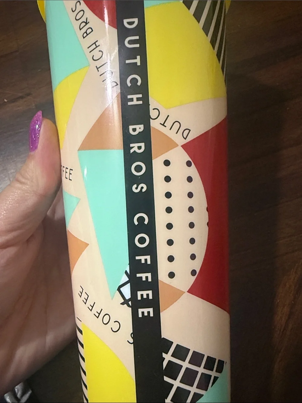 Dutch Bros Yellow Patterned Travel Tumbler- 20oz- NEW